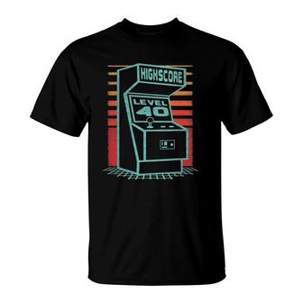 40Th Birthday 40 Years Old Retro Gamer Level 40 Unlocked T-Shirt - Seseable