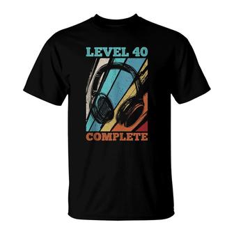 40Th Birthday Video Gamer Level 40 Unlocked T-Shirt - Seseable