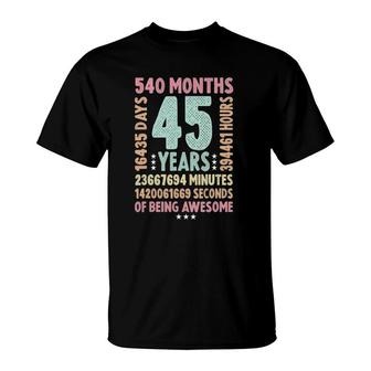 45Th Birthday 45 Years Old Vintage Retro - 45 Yr Old T-Shirt - Seseable