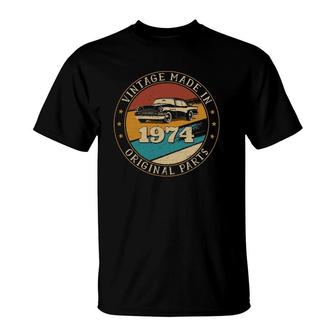 47 Years Old Retro Vintage Car Made In 1974 47Th Birthday T-Shirt - Seseable