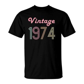 47Th Birthday Gift For Her 47 Years Old Women Vintage 1974 Ver2 T-Shirt - Seseable