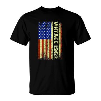 60 Years Old Gifts Vintage 1962 American Flag 60Th Birthday T-Shirt | Mazezy