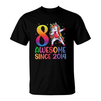 8 Awesome Since 2014 Dabbing Unicorn Birthday Party T-Shirt - Seseable