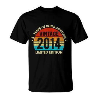8 Years Old Vintage 2014 Limitededition Retro 8Th Birthday T-Shirt - Seseable
