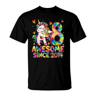 8Th Birthday Colorful Tie Dye 8 Year Old Unicorn Girls Gifts T-Shirt - Seseable