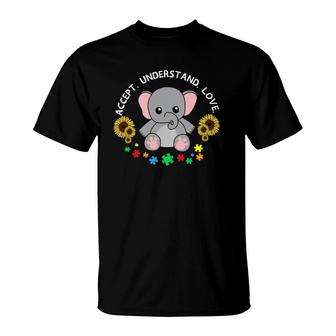 Accept Understand Love Elephant Cool Autism Awareness Gift T-Shirt | Mazezy CA