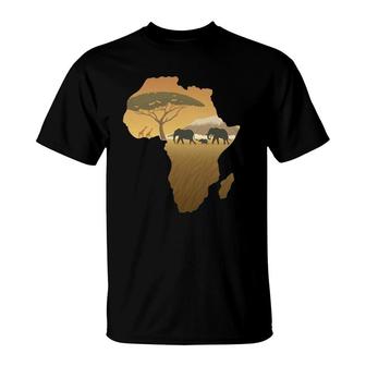 Africa Elephant Map Dad South Animal Big Five Safari T-Shirt | Mazezy