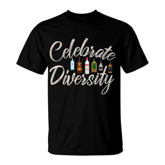 Alcohol Celebrate Diversity Tees Vodka Whiskey Wine T-Shirt - Monsterry UK