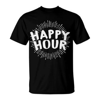 Alcohol Happy Hour Tees Bar Pub Beer Wine Party Adult T-Shirt - Monsterry UK