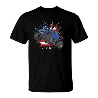 American Flag Monster Truck 4Th Of July Usa Patriotic T-Shirt | Mazezy