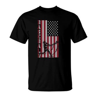 American Sport Batter Usa Flag Baseball Player Baseball T-Shirt - Seseable