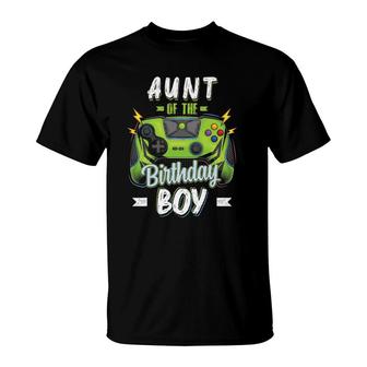 Aunt Of The Birthday Boy Matching Family Video Gamer Party T-Shirt | Mazezy