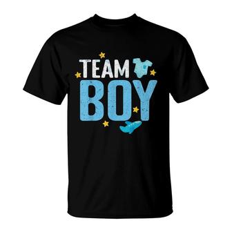 Baby Announcement Team Boy Future Mom Dad Gender Reveal T-Shirt - Seseable