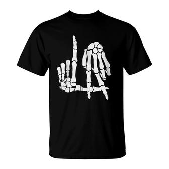 Bad Reputation Zip Gesture Hands Skeleton Hand T-Shirt | Mazezy