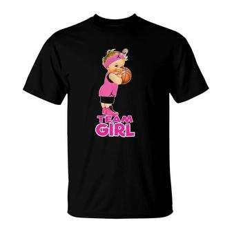 Basketball Team Girl Baby Shower Gender Reveal Party T-Shirt | Mazezy