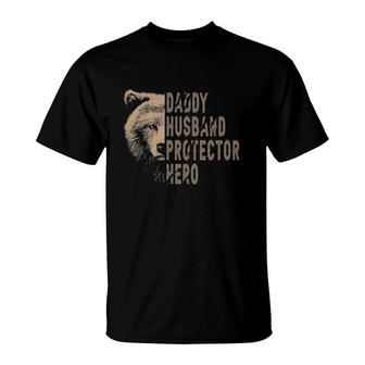 Bear Dad Funny Husband Daddy Protector Hero Fathers Day T-Shirt - Seseable