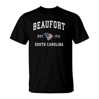 Beaufort South Carolina Sc Vintage American Flag Design  T-Shirt