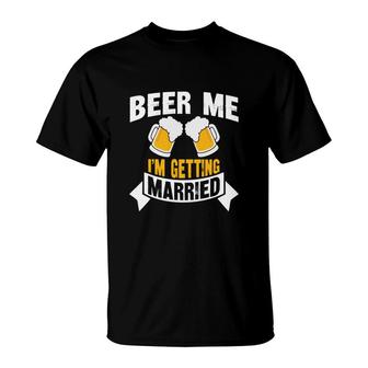 Beer Me Im Getting Married White And Yellow Graphic T-Shirt | Seseable CA