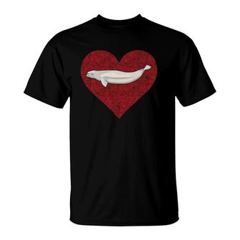 Beluga Whale Valentines Day Love Fingerprint T-Shirt | Mazezy CA