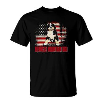Bernese Mountain Dad American Flag 4Th Of July Dog Lovers T-Shirt - Seseable
