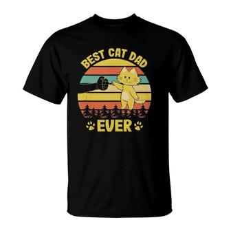 Best Cat Dad Ever Fist Bump Funny Cat Lover Cat Daddy Cats T-Shirt - Seseable