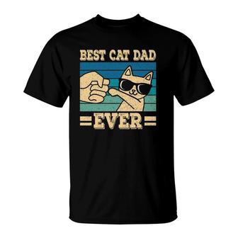Best Cat Dad Ever Funny Cat Retro T-Shirt - Seseable