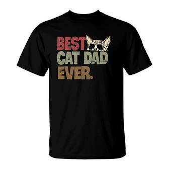 Best Cat Dad Ever Funny Cool Cats Daddy Father Lover Vintage T-Shirt - Seseable