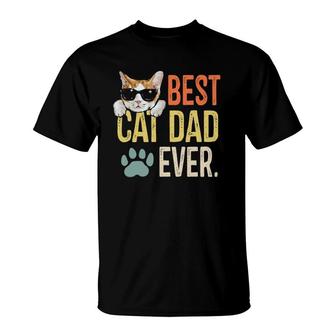 Best Cat Dad Ever Funny Retro Cat Lover Fathers Day T-Shirt - Seseable