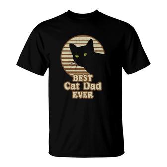 Best Cat Dad Ever Vintage 80S Eighties Style Funny Cat Dad T-Shirt - Seseable