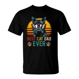 Best Cat Dad Ever Vintage Cat Daddy Fathers Day T-Shirt - Seseable
