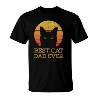 Best Cat Dad Ever Vintage Funny Cat Daddy Fathers Day T-Shirt - Seseable