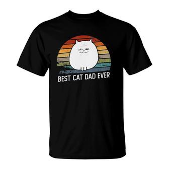 Best Cat Dad Ever Vintage Retro Funny Cat T-Shirt - Seseable