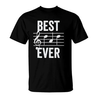Best Dad Ever Music Note Bold Condensed Dark T-Shirt - Seseable