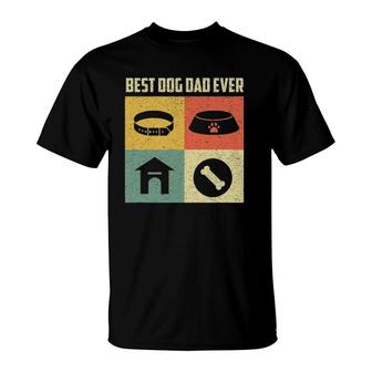 Best Dog Dad Ever Cool Fathers Day Retro Vintage Dog T-Shirt - Seseable