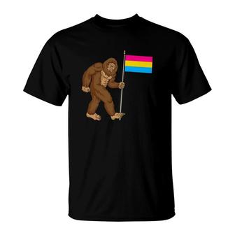Bigfoot Pansexual Flag Shirt Pansexual Shirts T-Shirt - Monsterry AU