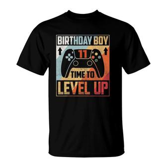 Birthday Boy 11 Time To Level Up Birthday Boy 11 Years Old T-Shirt - Seseable