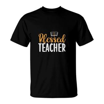 Blessed Teacher Orange And White Great T-Shirt - Seseable