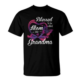 Blessed To Be Called Mom And Grandma Funny Butterfly T-Shirt - Seseable