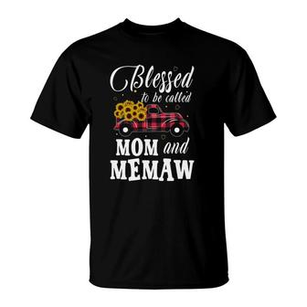 Blessed To Be Called Mom And Memaw Mothers Day Grandma Pickup Truck Sunflowers T-Shirt - Seseable