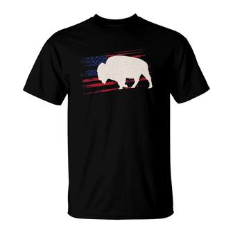 Buffalo Us American Flag Tamaraw 4Th Of July Bison Usa Gift T-Shirt - Seseable