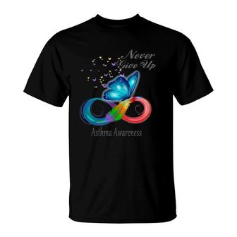 Butterfly Asthma Awareness Never Give Up T-Shirt | Mazezy