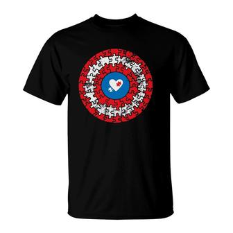 Captain Autism Gift Puzzle Superhero Shield Autism Awareness T-Shirt | Mazezy