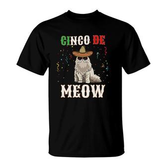 Cinco De Mayo Cat Funny Mexican Jefe Cinco De Meow T-Shirt - Seseable