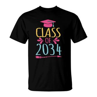 Class Of 2034 For Girls Grow With Me Graduation 2034 T-Shirt - Seseable