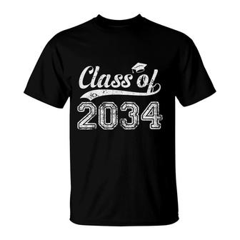 Class Of 2034 Graduate Graduation Vintage Senior 2034 T-Shirt - Seseable