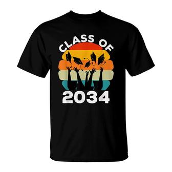 Class Of 2034 Grow With Me 70S Retro Pre-K Kindergarten Kids T-Shirt - Seseable