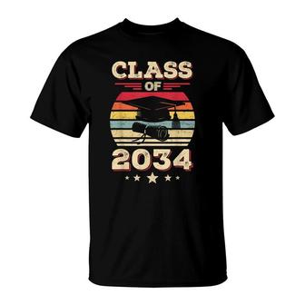 Class Of 2034 Grow With Me Handprint On Back K-12 Vintage T-Shirt - Seseable