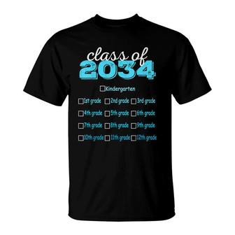 Class Of 2034 Grow With Me Hello Kindergarten Back To School T-Shirt - Seseable