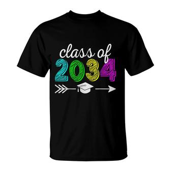 Class Of 2034 Grow With Me Hello Kindergarten Back To School T-Shirt - Seseable