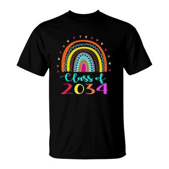 Class Of 2034 Pre-K Graduate Preschool Graduation Rainbow T-Shirt - Seseable